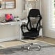 Ergonomic black mesh office chair with footrest, adjustable backrest, and linkage armrests for ultimate comfort.