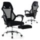 Side view of the ergonomic mesh office chair with retractable footrest and adjustable angles for personalized comfort.