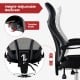 Height-adjustable backrest knob of the ergonomic mesh office chair with footrest for customizable comfort and support.