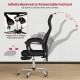 Ergonomic black mesh office chair with retractable footrest and adjustable backrest, perfect for ultimate comfort.