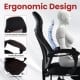 Ergonomic mesh office chair with adjustable headrest, curved seat, and linkage armrests for ultimate comfort and.