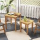 Teak wood outdoor patio nesting tables showcasing natural wood texture, perfect for versatile arrangements in backyard.