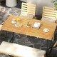 Teak wood slatted tabletop split into 2 squares, ideal for indoor or outdoor dining gatherings.