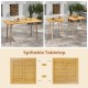 Teak wood slatted tabletop panel split into two square sections, ideal for indoor or outdoor dining gatherings.