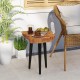 Irregular solid teak wood end table with mahogany tapered legs, perfect for indoor or outdoor use on patios or.