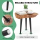 Irregular solid teak wood end table with mahogany tapered legs, featuring a unique design for indoor and outdoor use.