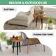 Irregular solid teak wood end table with mahogany tapered legs, perfect for indoor and outdoor use, showcasing rustic.