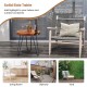Rustic round solid teak wood live edge side table with sturdy metal legs, perfect for patio and outdoor occasions.