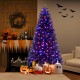 7 ft artificial Christmas tree with orange and purple lights, featuring spooky sounds for Halloween and Christmas decor.