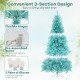 6 FT blue artificial Christmas tree with warm white LED lights, featuring a 3-section design for easy setup and.