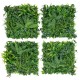 Four 20x20 inch artificial hedge boxwood panels featuring diverse leaves, ideal for privacy screens and green wall.