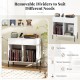 Double wide record player stand in white with removable dividers, accommodating 80 vinyl records and featuring power.
