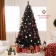 Black artificial Christmas tree with cool white LED lights, pre-decorated, perfect for holiday displays in any setting.