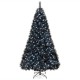 Black artificial Christmas tree with cool white LED lights, featuring PVC branch tips and a sturdy metal base for.