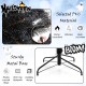 Black artificial Halloween Christmas tree with PVC branch tips and cool white LED lights, featuring a sturdy metal base.