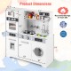 Dimensions of the white pretend play kitchen toy set with sink, stove, and oven for immersive role-playing fun.