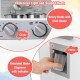 Pretend play kitchen set with rotary knobs, water dispenser, and realistic lights and sounds for immersive role play.