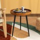 Round end table with sea shell decoration and epoxy resin finish, featuring sturdy mahogany legs, ideal for decorative.
