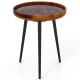 16-inch round end table showcasing a handmade sea shell tabletop and epoxy resin finish, perfect for stylish decor.