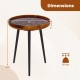 16-inch round end table with sea shell decoration, epoxy resin finish, and sturdy mahogany legs for functional use.