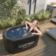 XL 129-gallon black ice bath tub with cover, designed for athletes, providing cold therapy for muscle recovery.