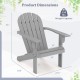 Gray acacia wood Adirondack chair dimensions: 36" high, 19" wide, 20" deep, with a 330 lbs weight capacity.