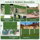 Four 20x20 inch artificial hedge boxwood panels with diverse leaves, ideal for privacy screens and decorative backdrops.
