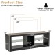 Modern TV stand with adjustable shelves, designed for TVs up to 65 inches, featuring LED lights and cable management.