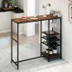 Rustic brown long bar table showcasing a spacious tabletop and sturdy metal frame, perfect for home bar or dining.
