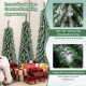 Three-piece artificial Christmas tree set with realistic accumulated snow and LED lights for festive home decoration.