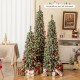 Three artificial Christmas trees, 4/5/6 feet tall, with realistic snow and LED lights, ideal for festive home.