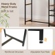 Heavy-duty metal frame of the rustic brown bar table with adjustable foot pads for enhanced stability and support.