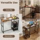Long bar table in rustic brown with storage shelves, ideal for home bar, workstation, or breakfast nook use.