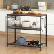 Gray kitchen island with a spacious worktop, wine bottle rack for 12 bottles, and 10 hooks for organizing kitchen tools.