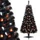 Black 4.5 feet artificial Halloween tree with 65 ghost and pumpkin lights, featuring 6 lighting modes for festive.