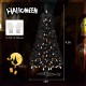 4.5 feet artificial Halloween tree with black leaves, 65 ghost and pumpkin lights, and 6 lighting modes for festive.
