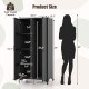 62-inch black wicker wardrobe with 2 doors, PE rattan, hanging rod, and 4 storage cubes for versatile organization.