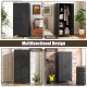 62-inch black wicker wardrobe with 2 doors, featuring a hanging rod and storage cubes for versatile organization.