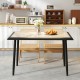 Rectangular sintered stone dining table with golden metal frame, perfect for kitchen or dining room gatherings.