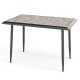 Rectangular sintered stone dining table with golden metal frame, ideal for indoor dining and gatherings.