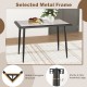 Rectangular sintered stone dining table with golden metal frame, suitable for indoor use and gatherings of up to 4.