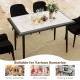 Sintered stone dining table with golden metal frame, ideal for family gatherings and stylish indoor dining.