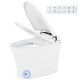One-piece elongated smart toilet bidet with heated seat, dual-flush, and remote control for convenient use.