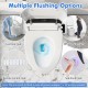 One-piece elongated smart toilet bidet with multiple flushing options, heated seat, and remote control for convenience.