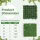 Artificial boxwood wall panel dimensions with 12 pieces, 20 x 20 inches, suitable for indoor and outdoor use.