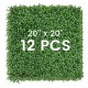 Artificial boxwood wall panel set of 12, each 20"x20", featuring dense leaves and bendable design for versatile use.