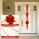 Set of 3 Christmas lighted wreaths with warm white LED lights and bows, perfect for festive doorway decoration.