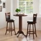 Wood swivel bar stools set of 2 with brown faux leather seats, ergonomic backrest, and convenient footrest for bar.