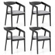 Set of 2 black wooden dining chairs with rubber wood frames, padded cushions, and ergonomic armrests for versatile use.