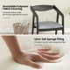 Wooden dining chair with padded cushion and armrests, featuring breathable fabric and soft sponge filling for comfort.